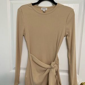 NWT. Tan, long sleeve, ribbed wrap dress. Purchased from Revolve. TTS.